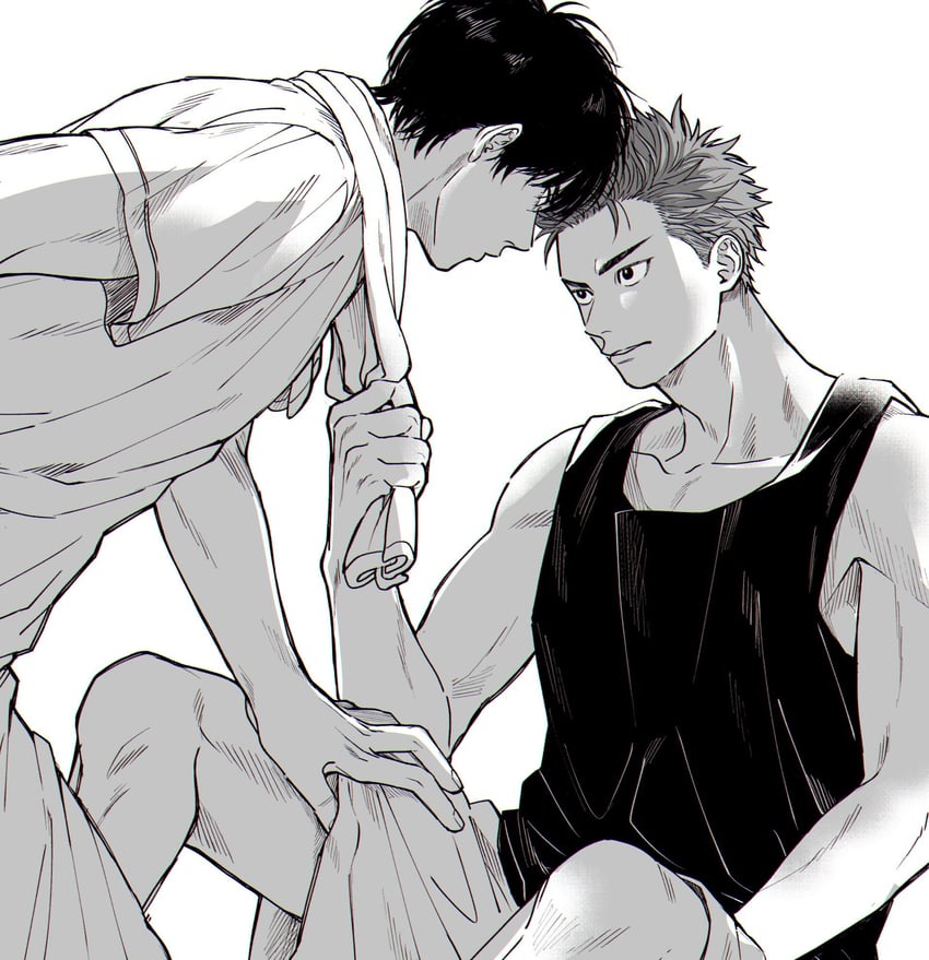 sakuragi hanamichi and rukawa kaede (slam dunk) drawn by 2red_1