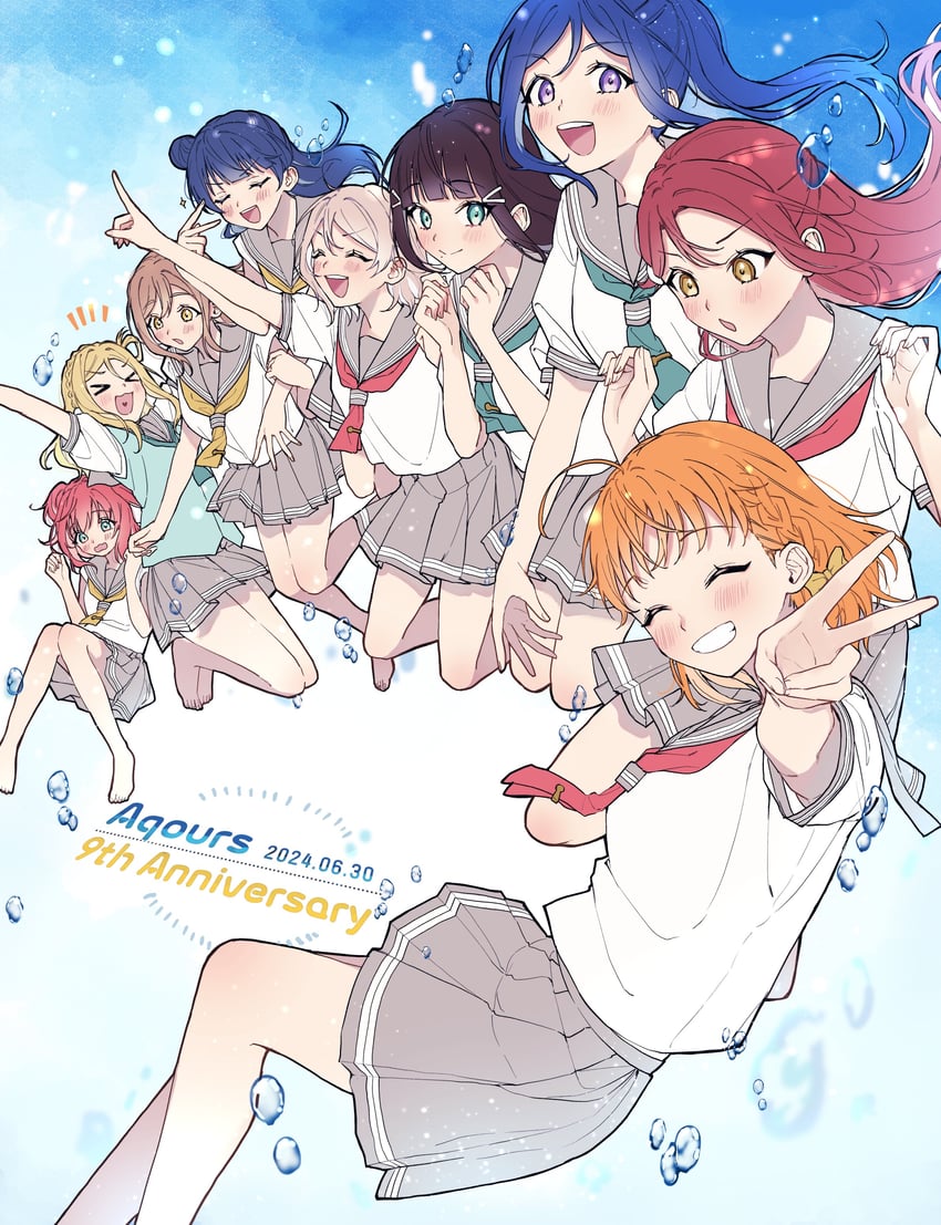 watanabe you, tsushima yoshiko, sakurauchi riko, takami chika, matsuura kanan, and 4 more (love live! and 1 more) drawn by azuma_(no488888)