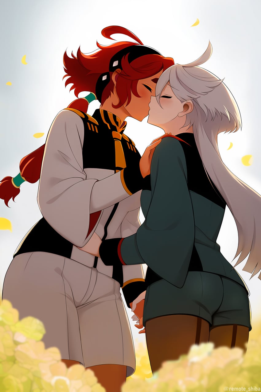 suletta mercury and miorine rembran (gundam and 1 more) drawn by remote_shiba