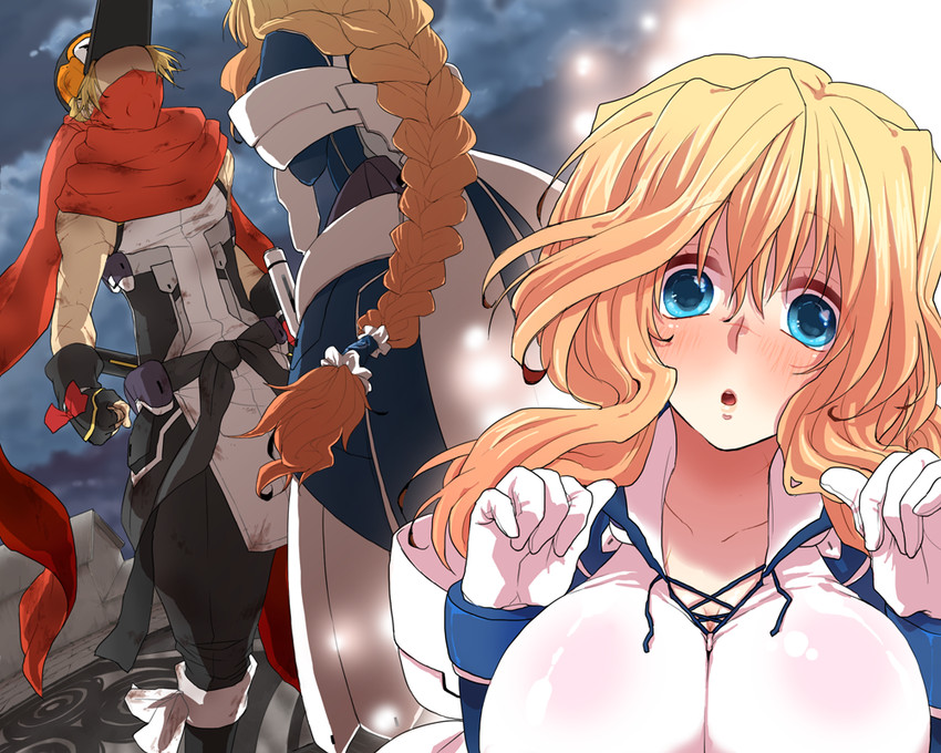 mary stuart and tenzou crossunite (kyoukaisenjou no horizon) drawn by hjm