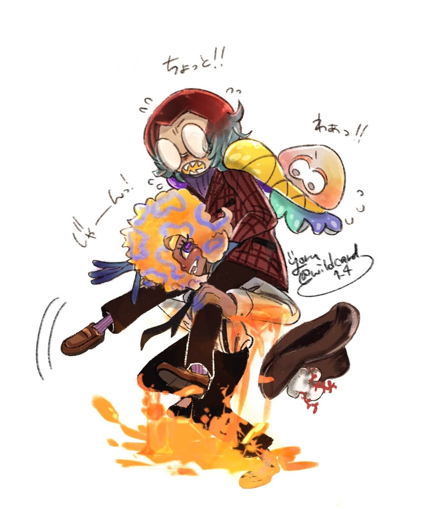 tao blu, yoko, and tosh (splatoon and 1 more) drawn by wildcard1_4