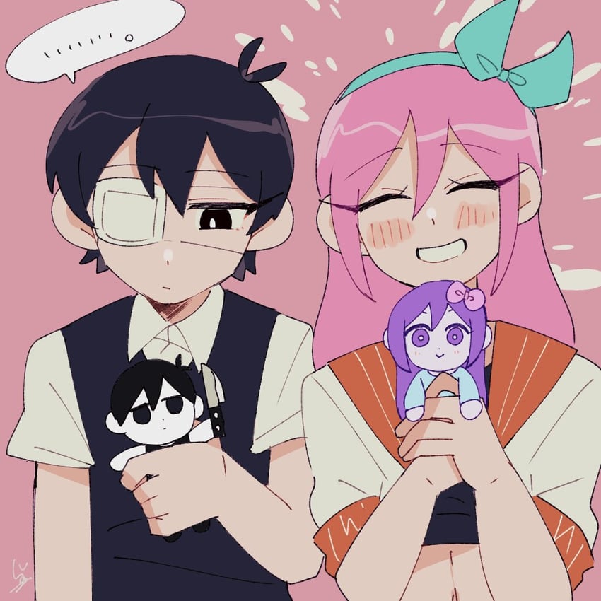 sunny, omori, and aubrey (omori) drawn by andou_(sino_spkt)
