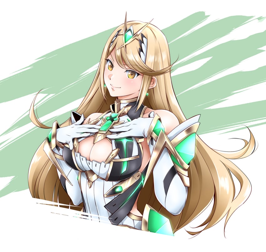 mythra (xenoblade chronicles and 1 more) drawn by myukom