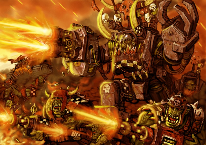 ork and ghazghkull mag uruk thraka (warhammer 40k) drawn by lieqi_hun