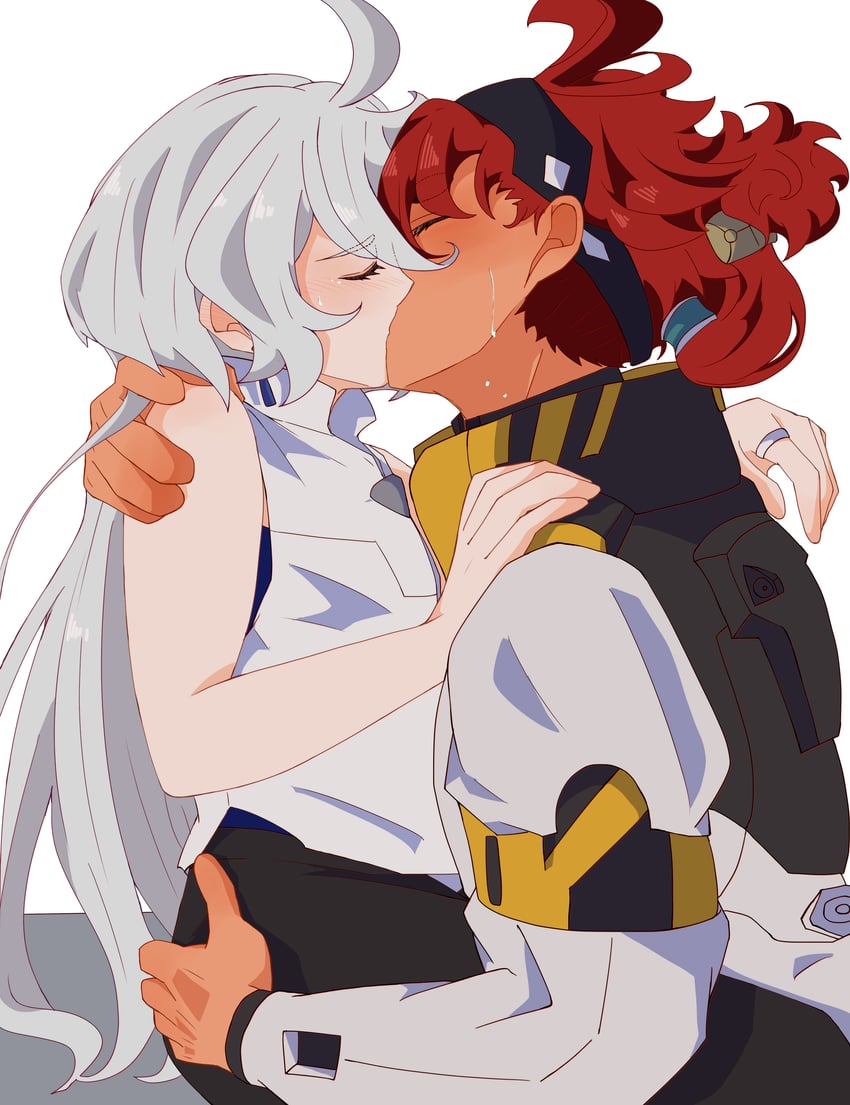 suletta mercury and miorine rembran (gundam and 1 more) drawn by kaede_(soul-red-7)
