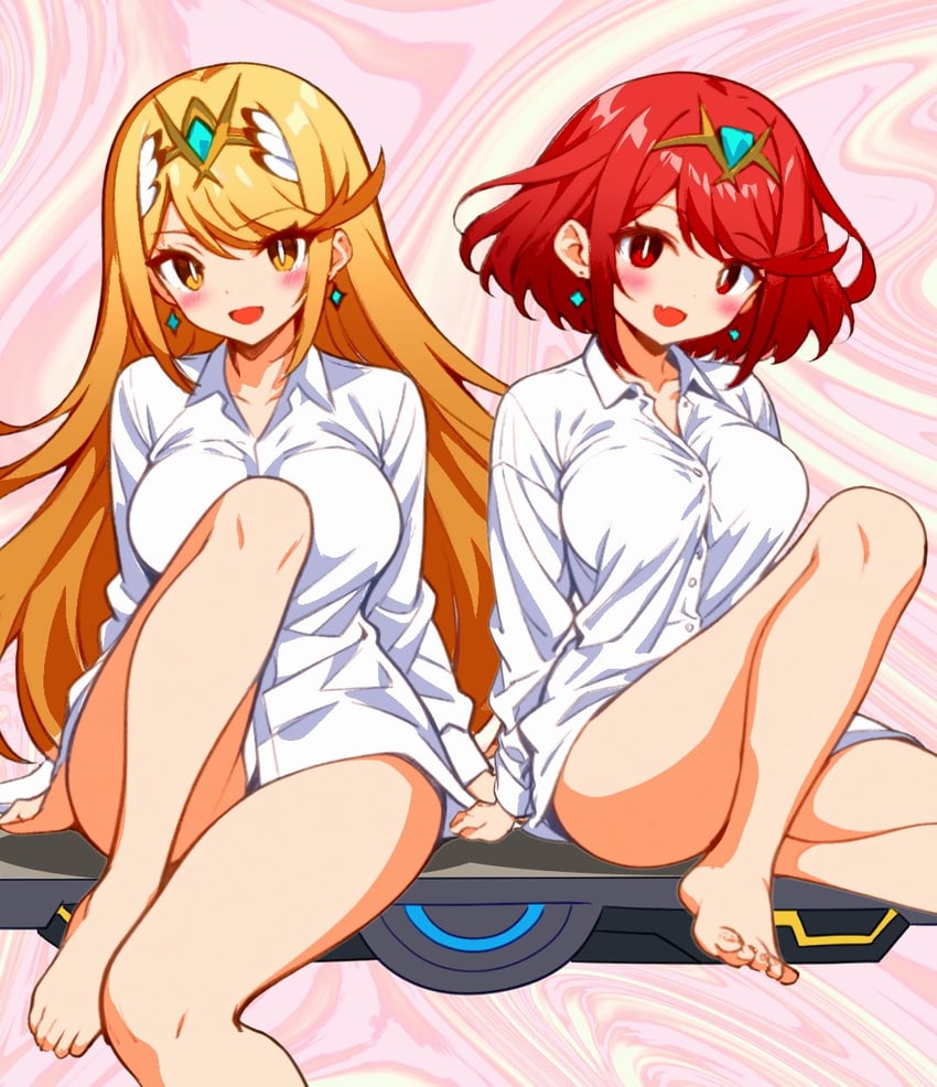 pyra and mythra (xenoblade chronicles and 2 more) drawn by kakk_e