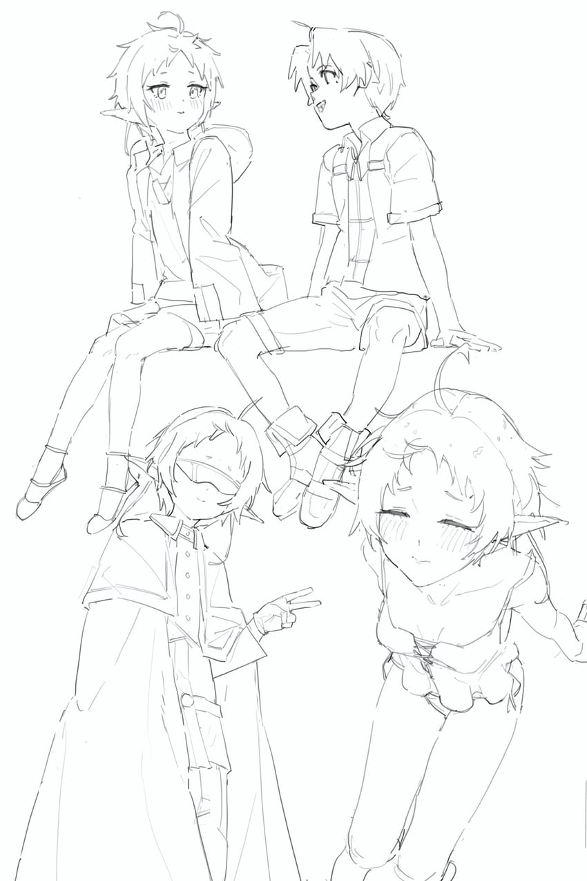 sylphiette and rudeus greyrat (mushoku tensei) drawn by toxic_(toxicv)