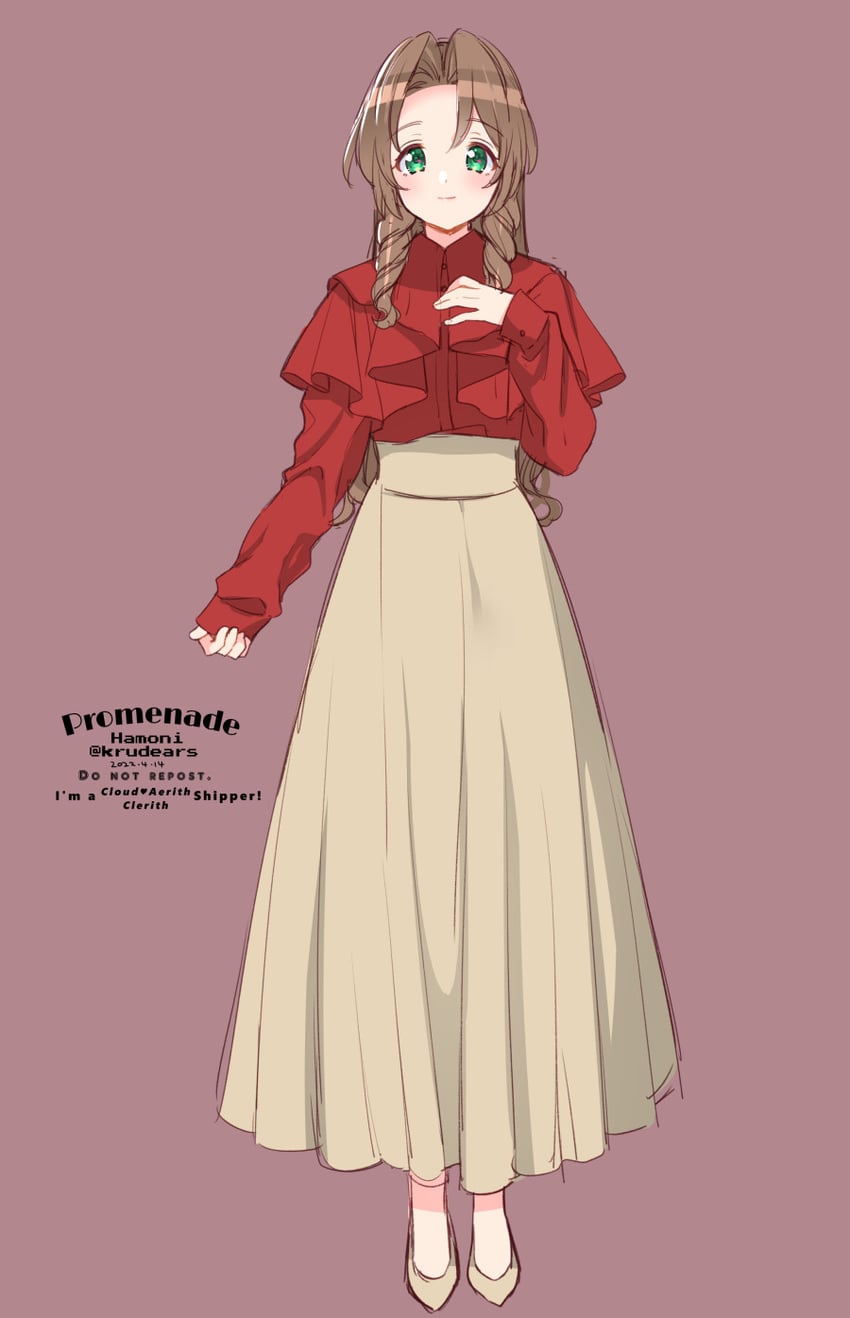 aerith gainsborough (final fantasy and 2 more) drawn by krudears