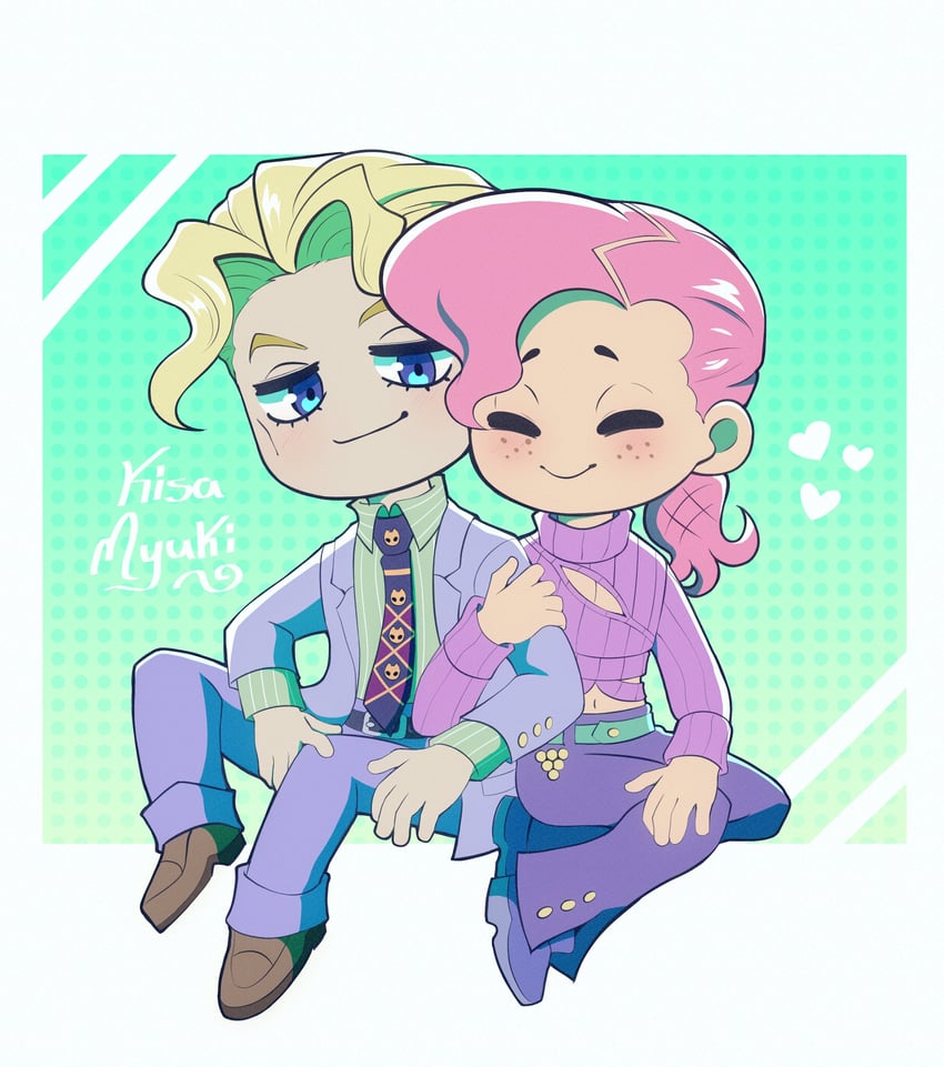 kira yoshikage and vinegar doppio (jojo no kimyou na bouken and 2 more) drawn by kisamyuki