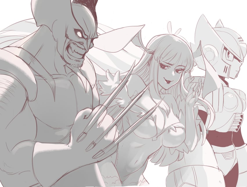 morrigan aensland, zero, and wolverine (marvel and 6 more) drawn by sho-n-d