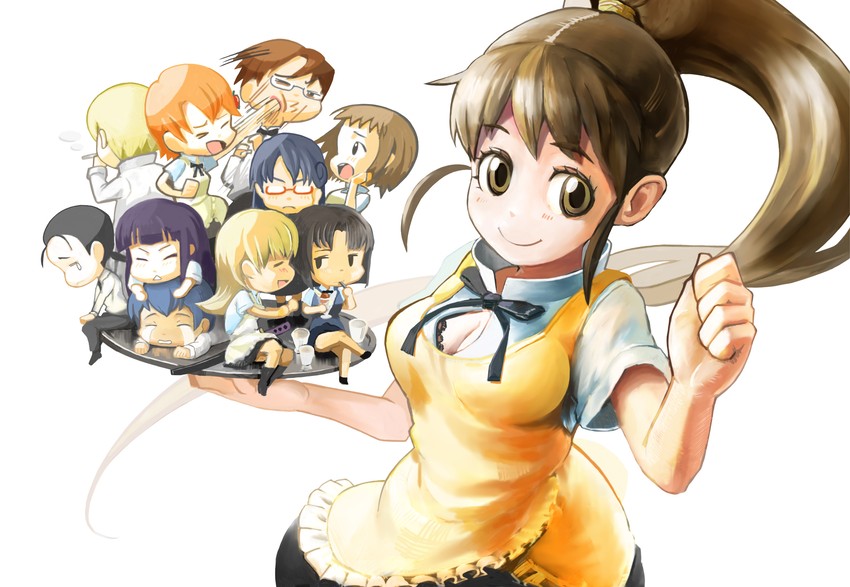 taneshima popura, inami mahiru, yamada aoi, todoroki yachiyo, satou jun, and 6 more (working!!) drawn by kousaku