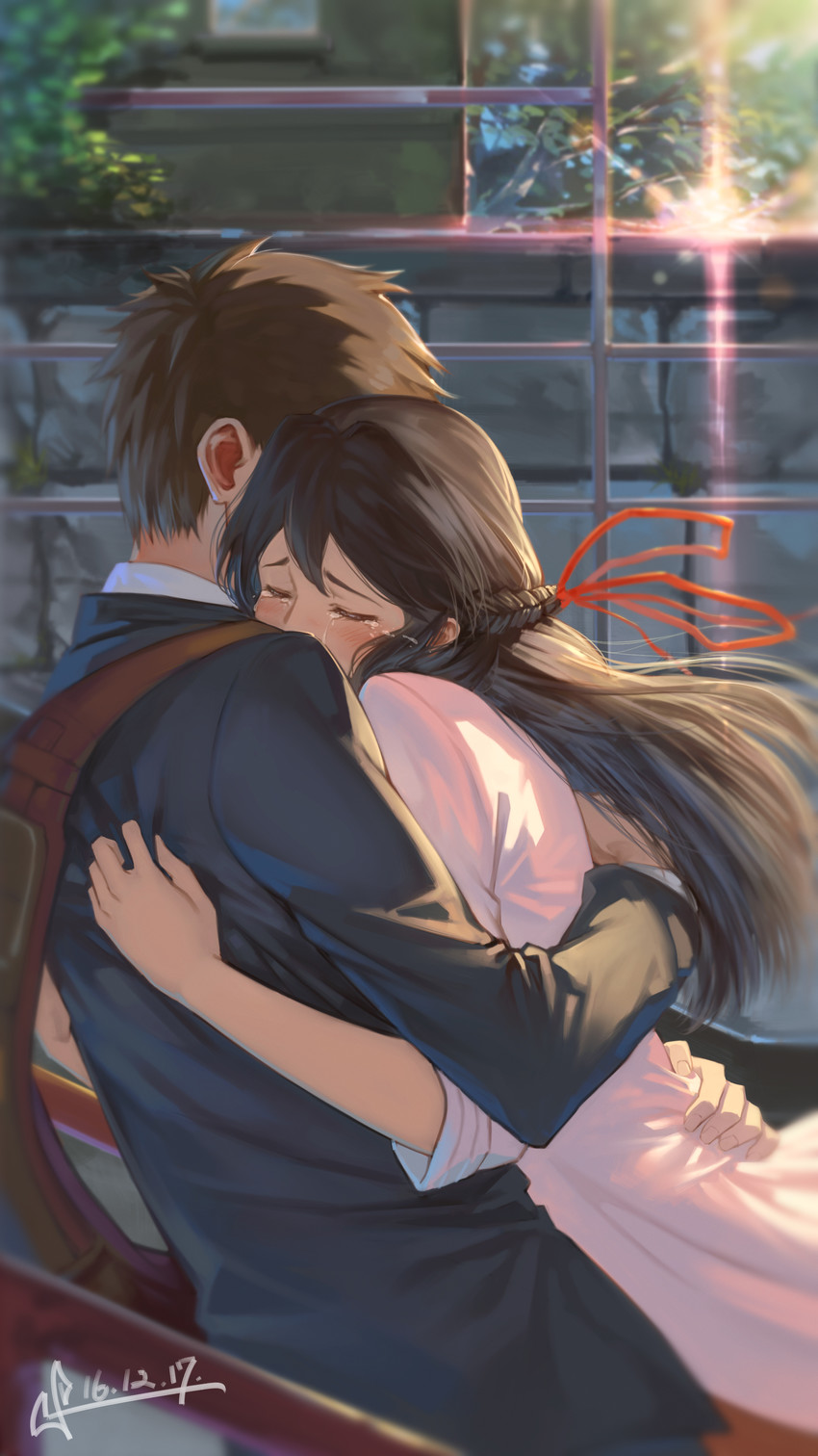 miyamizu mitsuha and tachibana taki (kimi no na wa.) drawn by squidsmith