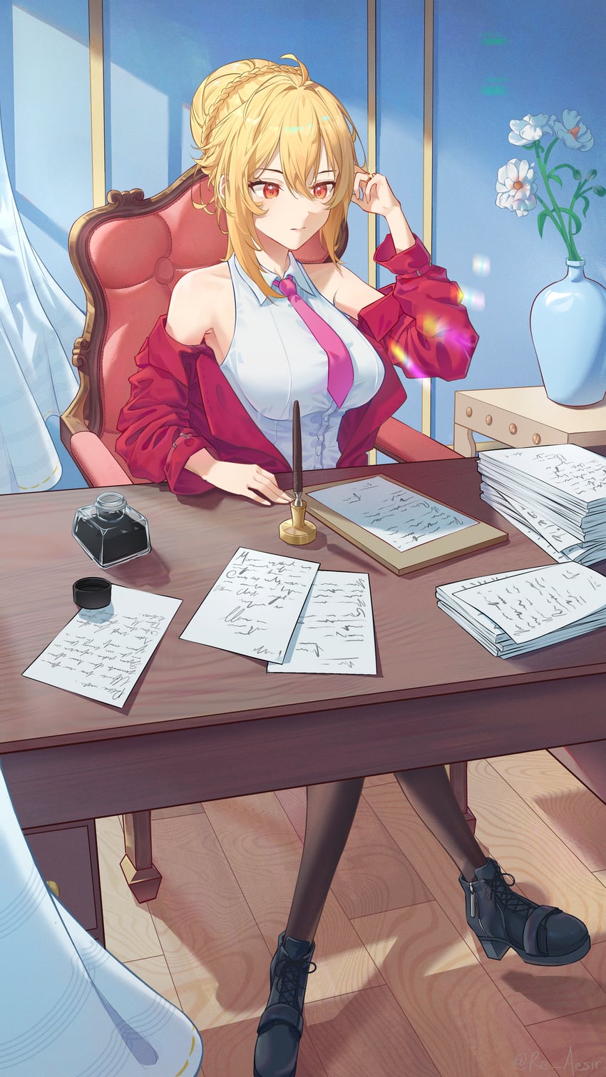 angelica rafa redgrave (otome gee sekai wa mob ni kibishii sekai desu) drawn by re_aesir