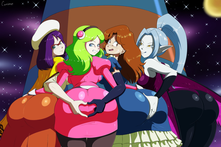 brianne de chateau, su roas, vikal, and sanka ku (dragon ball and 1 more) drawn by canime