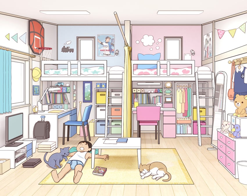 jibanyan, rilakkuma, korilakkuma, and ootani shouhei (original and 2 more) drawn by kiyo_(kyokyo1220)