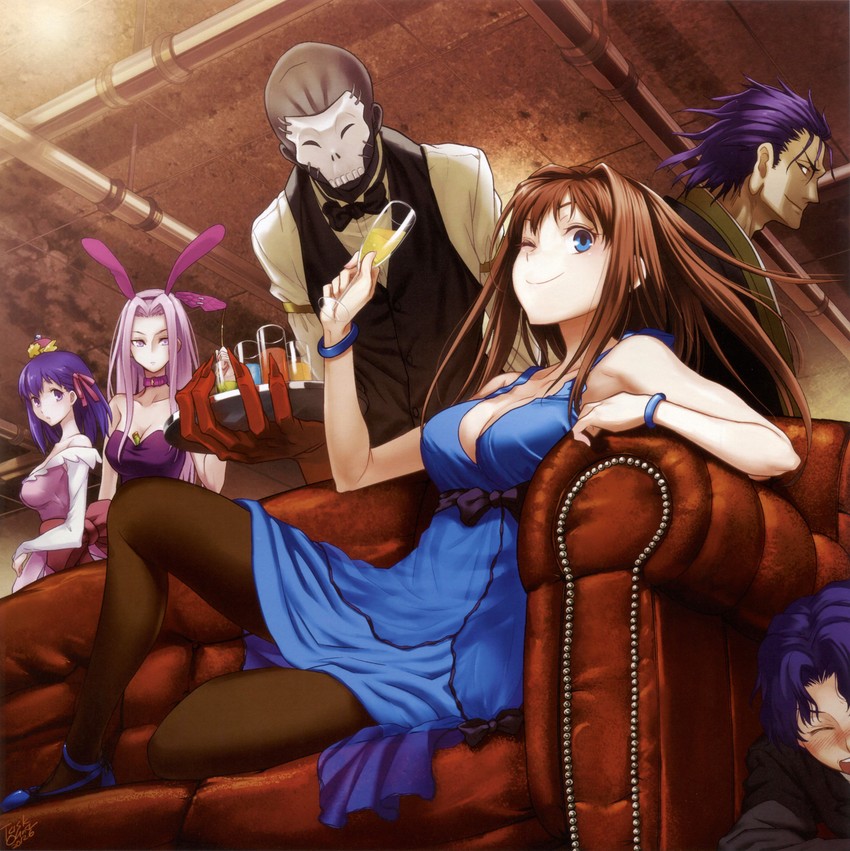 matou sakura, medusa, aozaki aoko, matou shinji, hassan of the cursed arm, and 1 more (fate and 4 more) drawn by task_owner