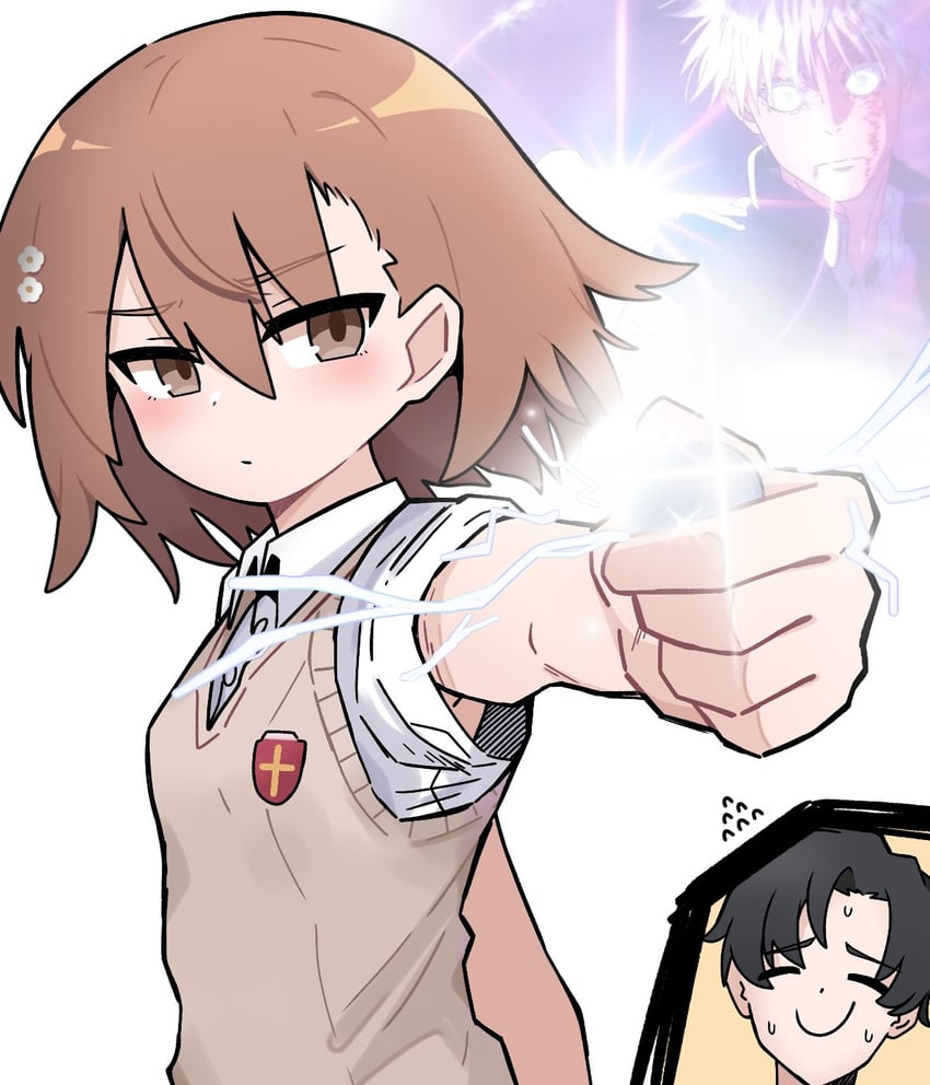 sensei, misaka mikoto, and gojou satoru (blue archive and 4 more) drawn by koonowen