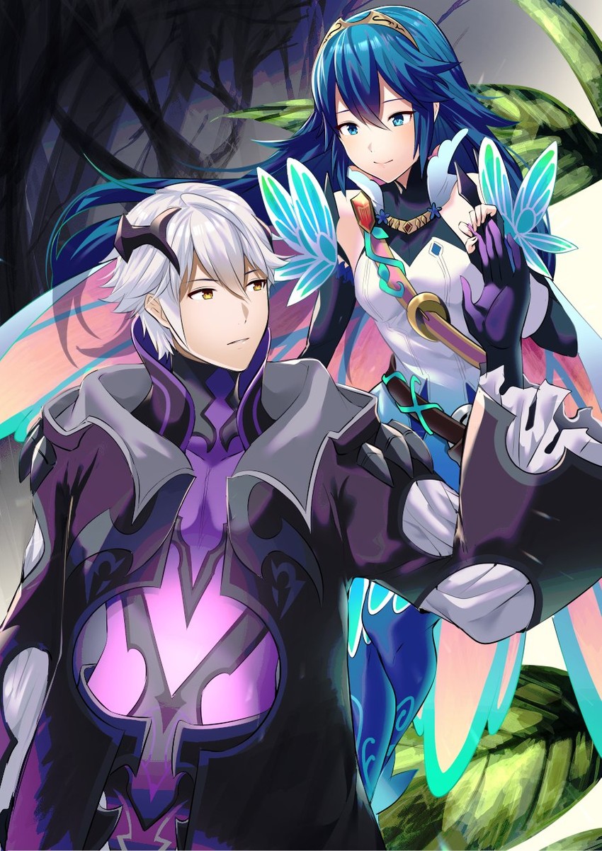 lucina and male robin (fire emblem and 2 more) drawn by ameno_(a_meno0)