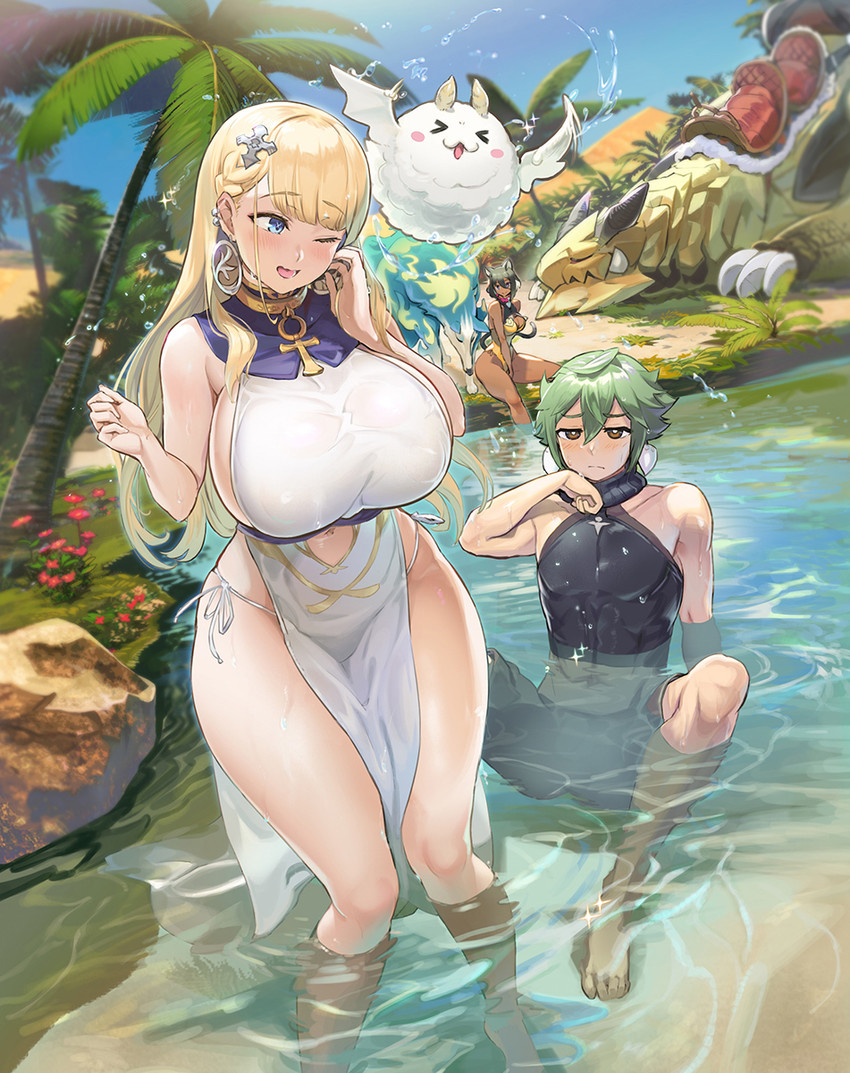 belina, kyurke, rint, and liliru (dappou tamer no nariagari boukentan) drawn by ookuma_nekosuke