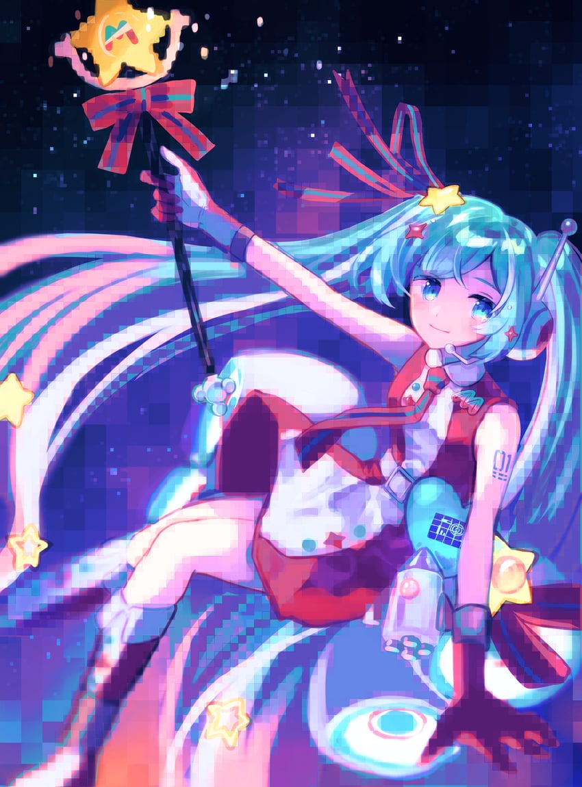 hatsune miku and magical mirai miku (vocaloid and 2 more) drawn by beekan