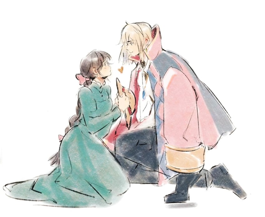 howl pendragon and sophie hatter (howl no ugoku shiro) drawn by mmariesr