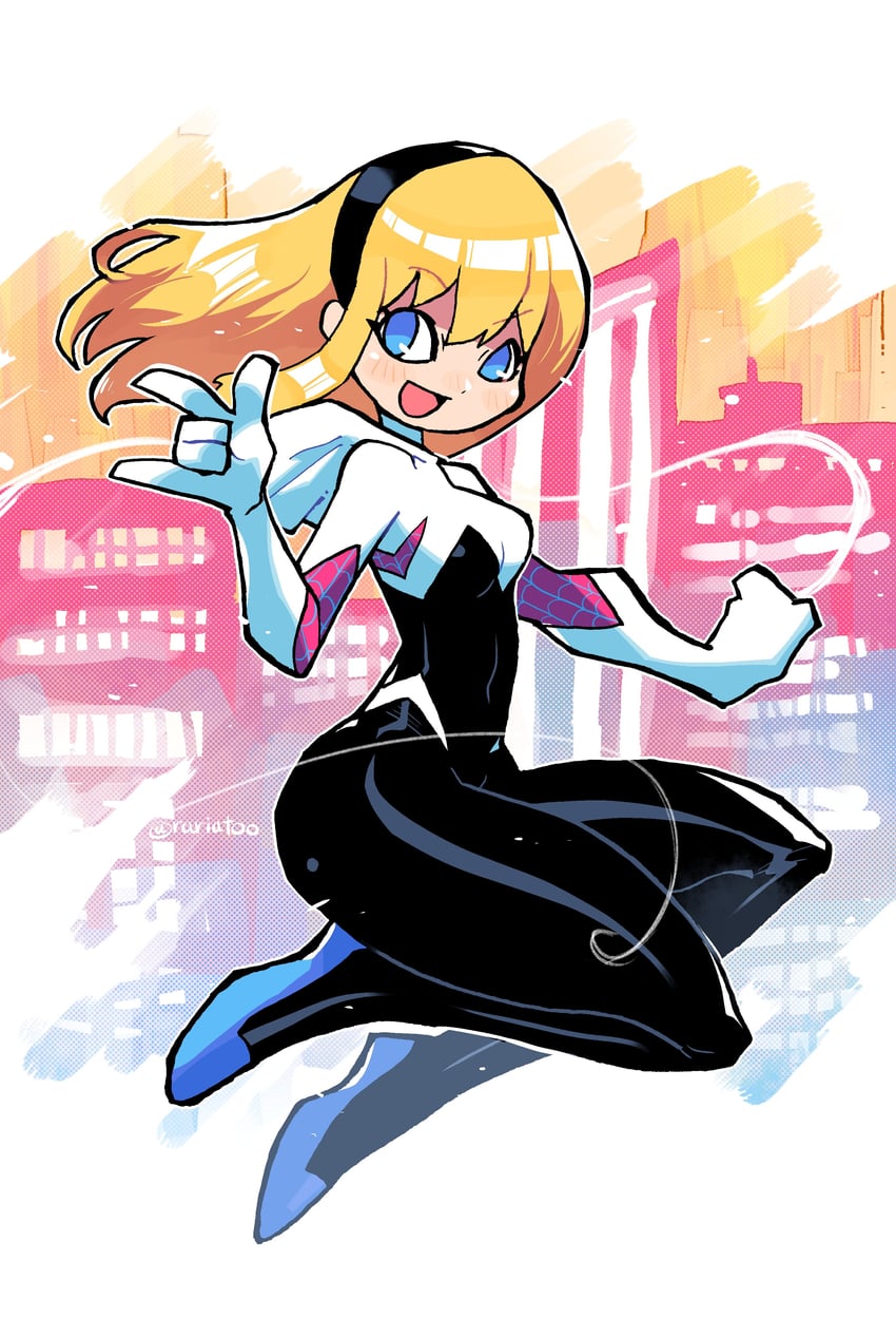 spider-gwen and gwen stacy (marvel and 1 more) drawn by rariatto_(ganguri)