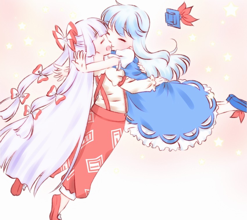fujiwara no mokou and kamishirasawa keine (touhou) drawn by rino_(kurumi)