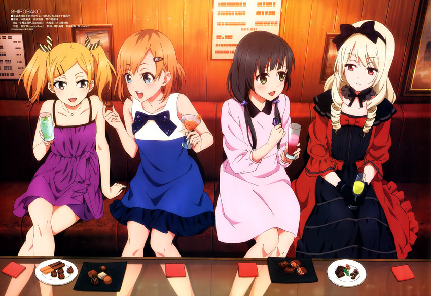miyamori aoi, yano erika, yasuhara ema, and ogasawara rinko (shirobako and 1 more) drawn by yako_hiromi