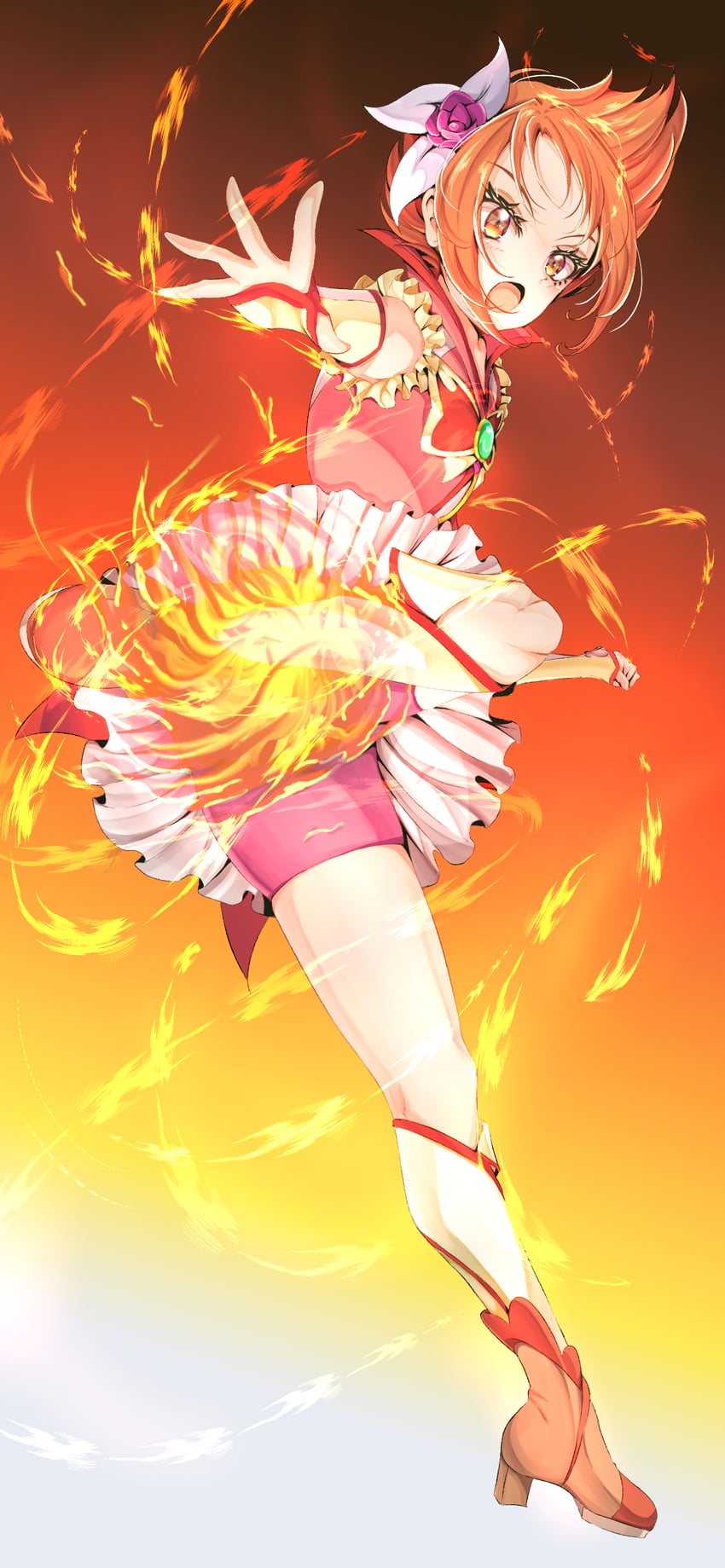 natsuki rin and cure rouge (precure and 2 more) drawn by haruto_(1214_haruto)