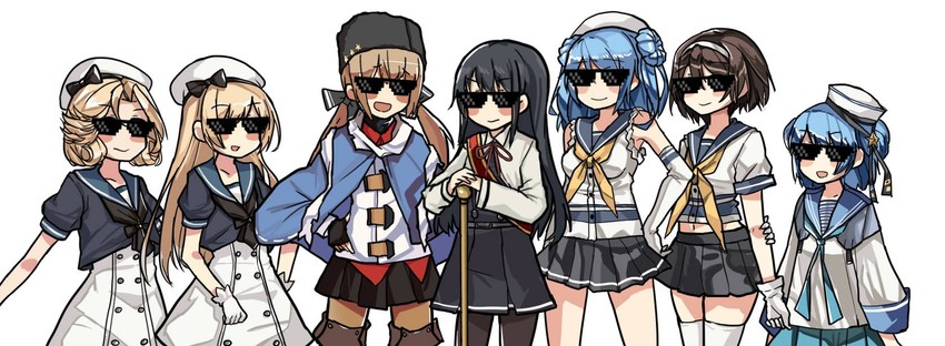asashio, urakaze, asashio kai ni, jervis, tashkent, and 3 more (kantai collection) drawn by kuroinu9