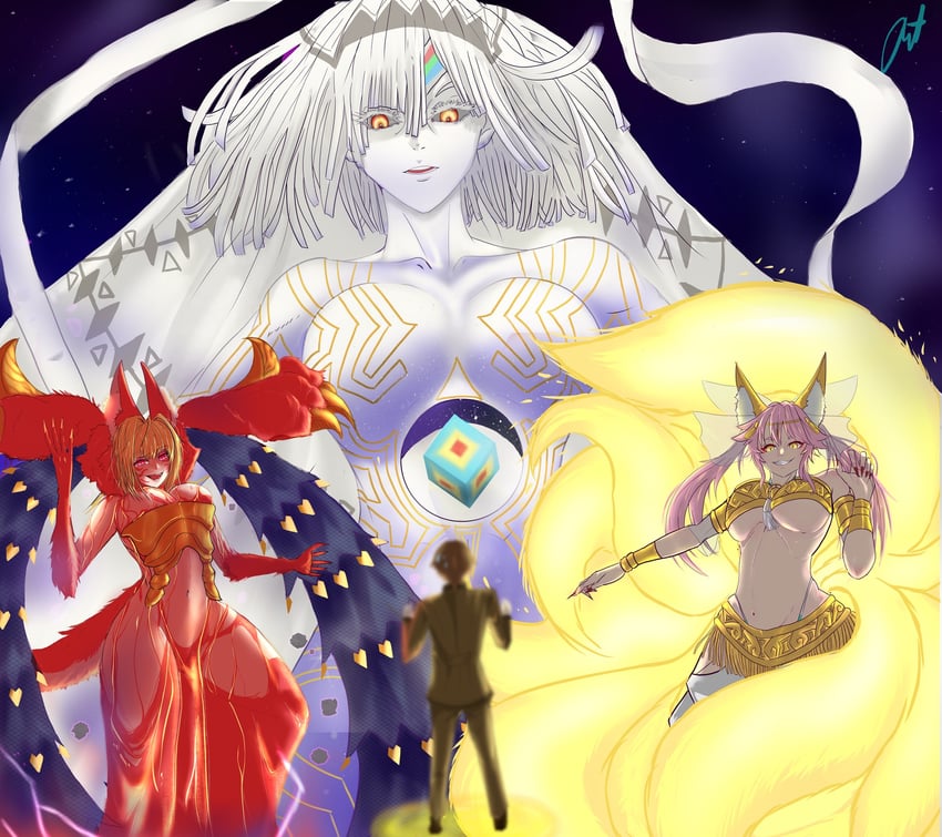 tamamo, nero claudius, altera, kishinami hakuno, queen draco, and 2 more (fate and 5 more) drawn by astartefrost