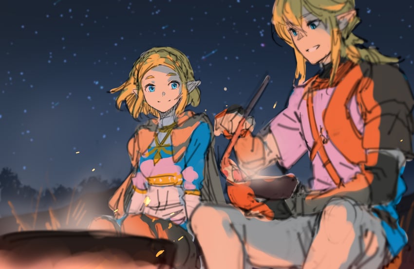 link and princess zelda (the legend of zelda and 1 more) drawn by yotukuro