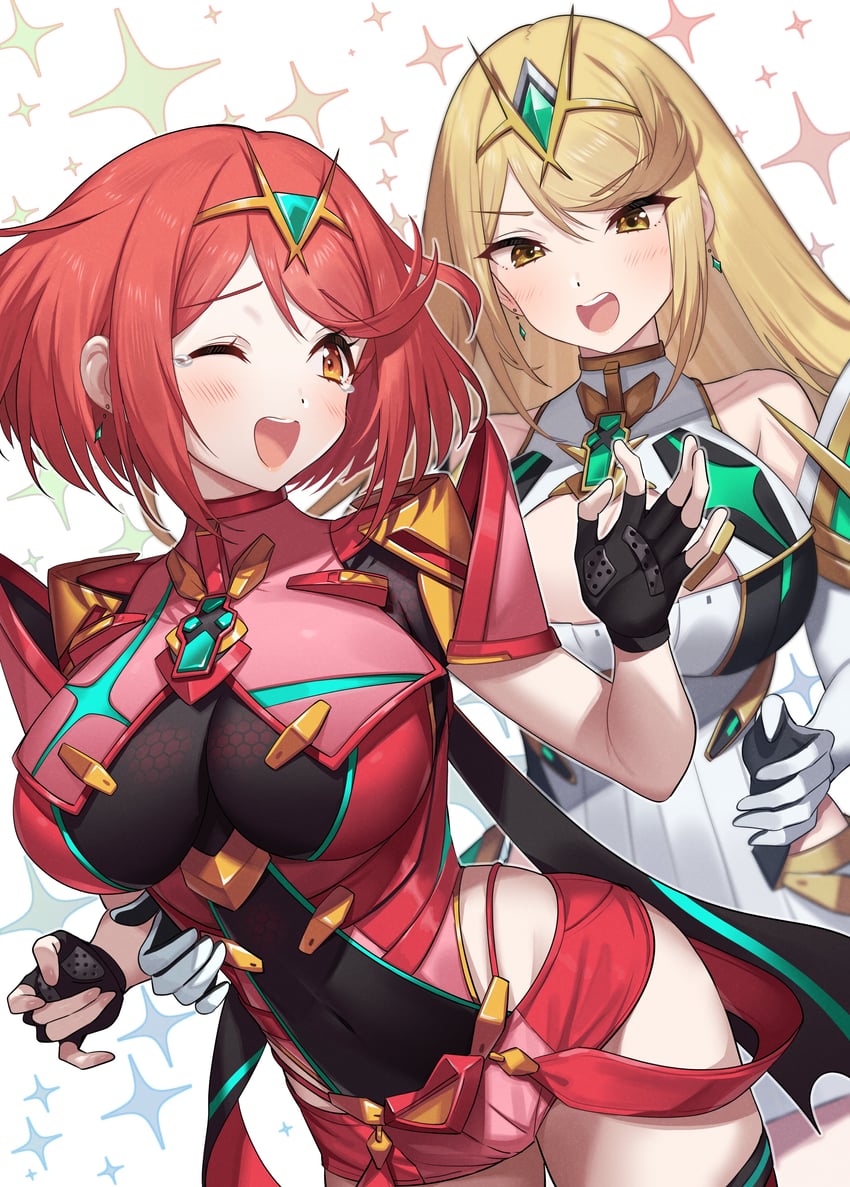 pyra and mythra (xenoblade chronicles and 1 more) drawn by green322