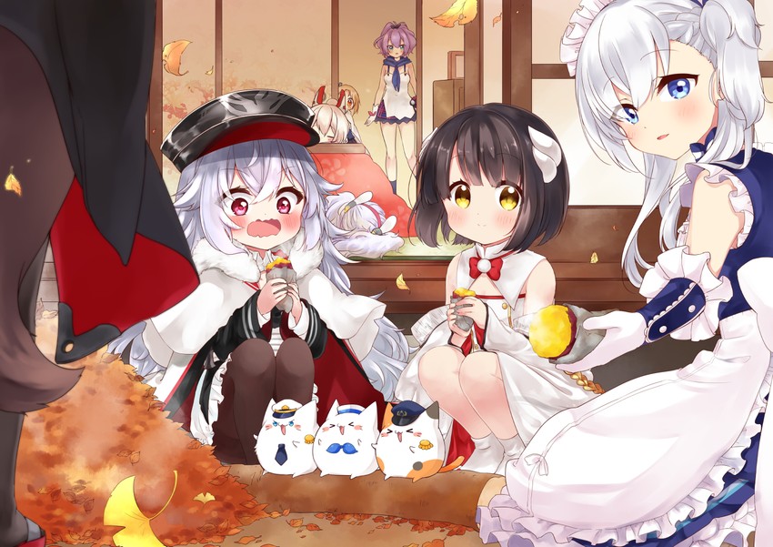ayanami, laffey, javelin, meowfficer, akagi-chan, and 4 more (azur lane) drawn by ekuramani