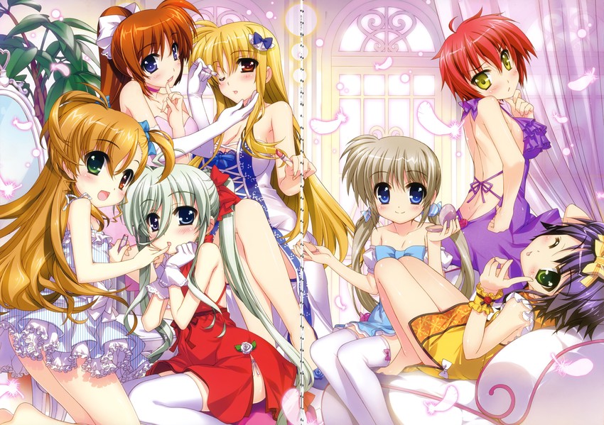 fate testarossa, takamachi nanoha, vivio, einhard stratos, nove, and 2 more (lyrical nanoha and 1 more) drawn by fujima_takuya