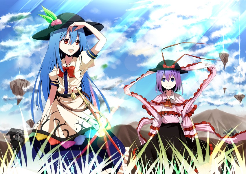 hinanawi tenshi and nagae iku (touhou) drawn by hidaka_kouyou