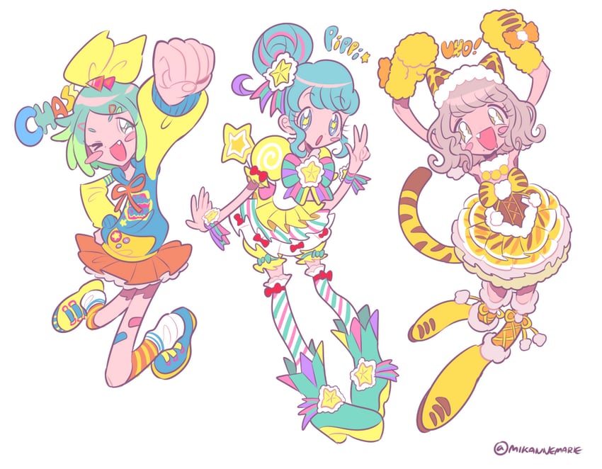 taiyo pepper, nijiiro nino, and pinon (pretty series and 2 more) drawn by invaderdarling