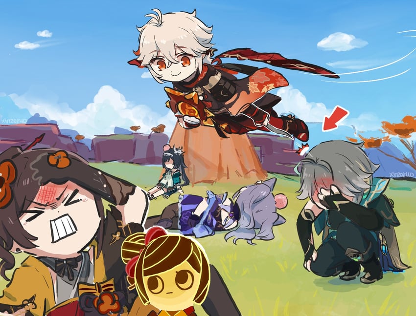 keqing, kaedehara kazuha, alhaitham, chiori, lan yan, and 1 more (genshin impact) drawn by xinzoruo