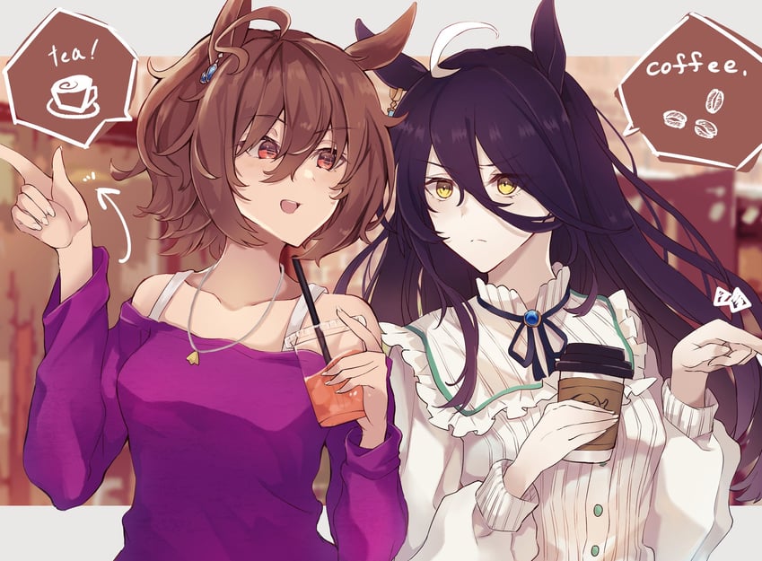 agnes tachyon and manhattan cafe (umamusume) drawn by ri_cochet