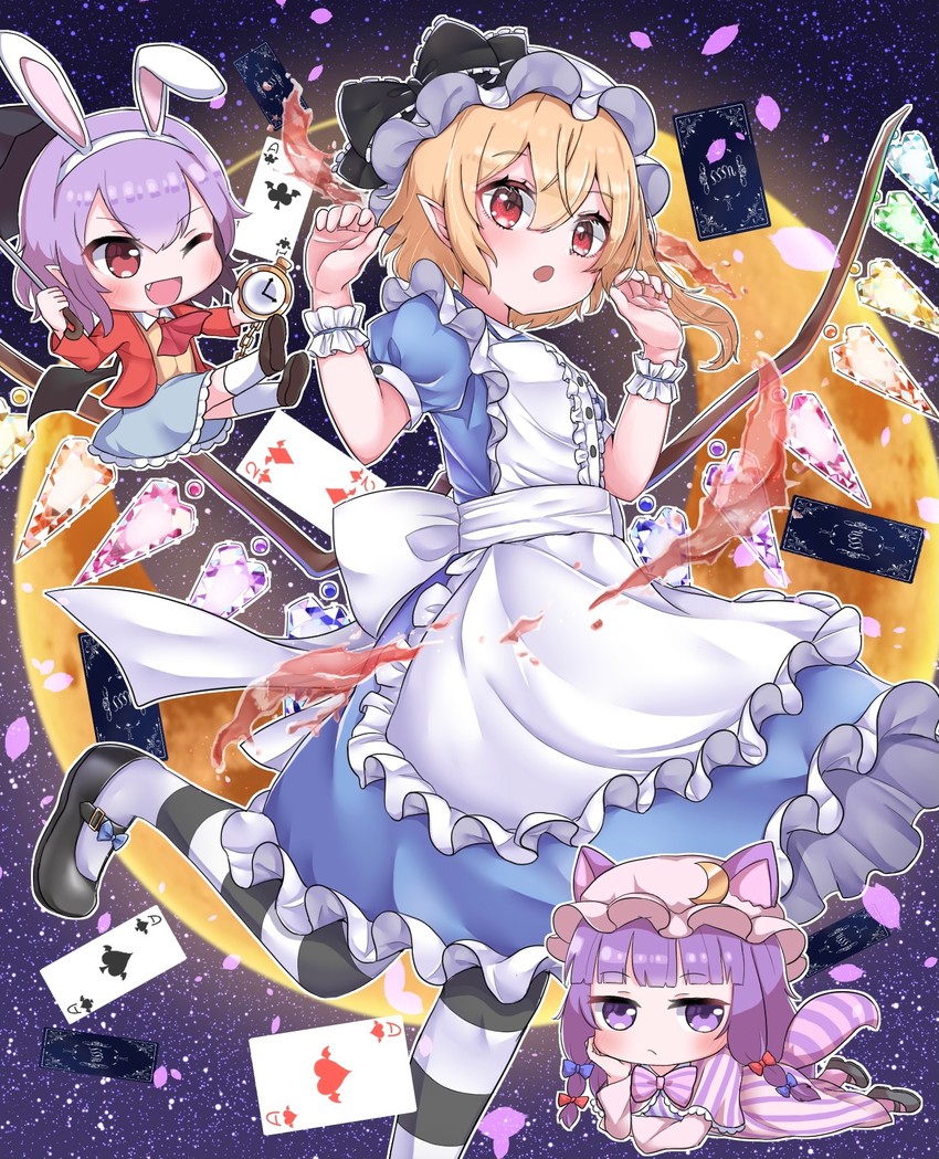remilia scarlet, flandre scarlet, patchouli knowledge, and alice (touhou and 1 more) drawn by remitei03
