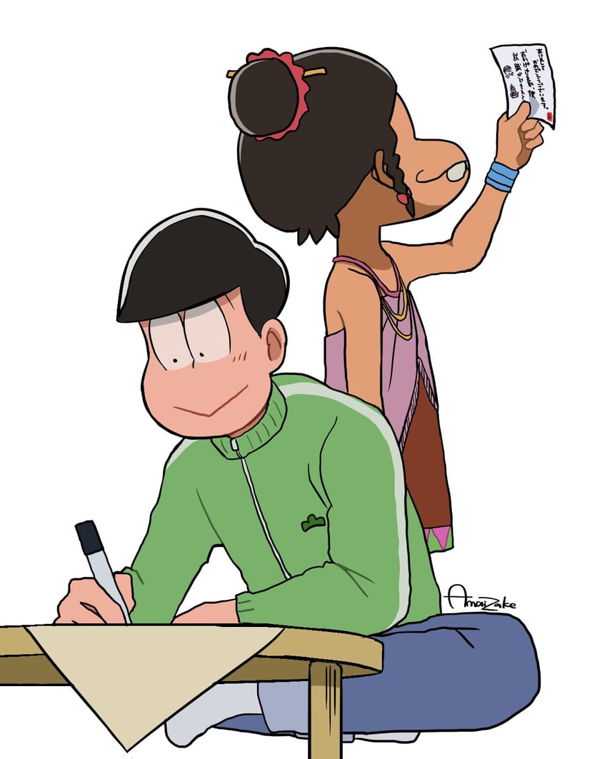 matsuno choromatsu and dayoon girl (osomatsu and 2 more) drawn by amaizake