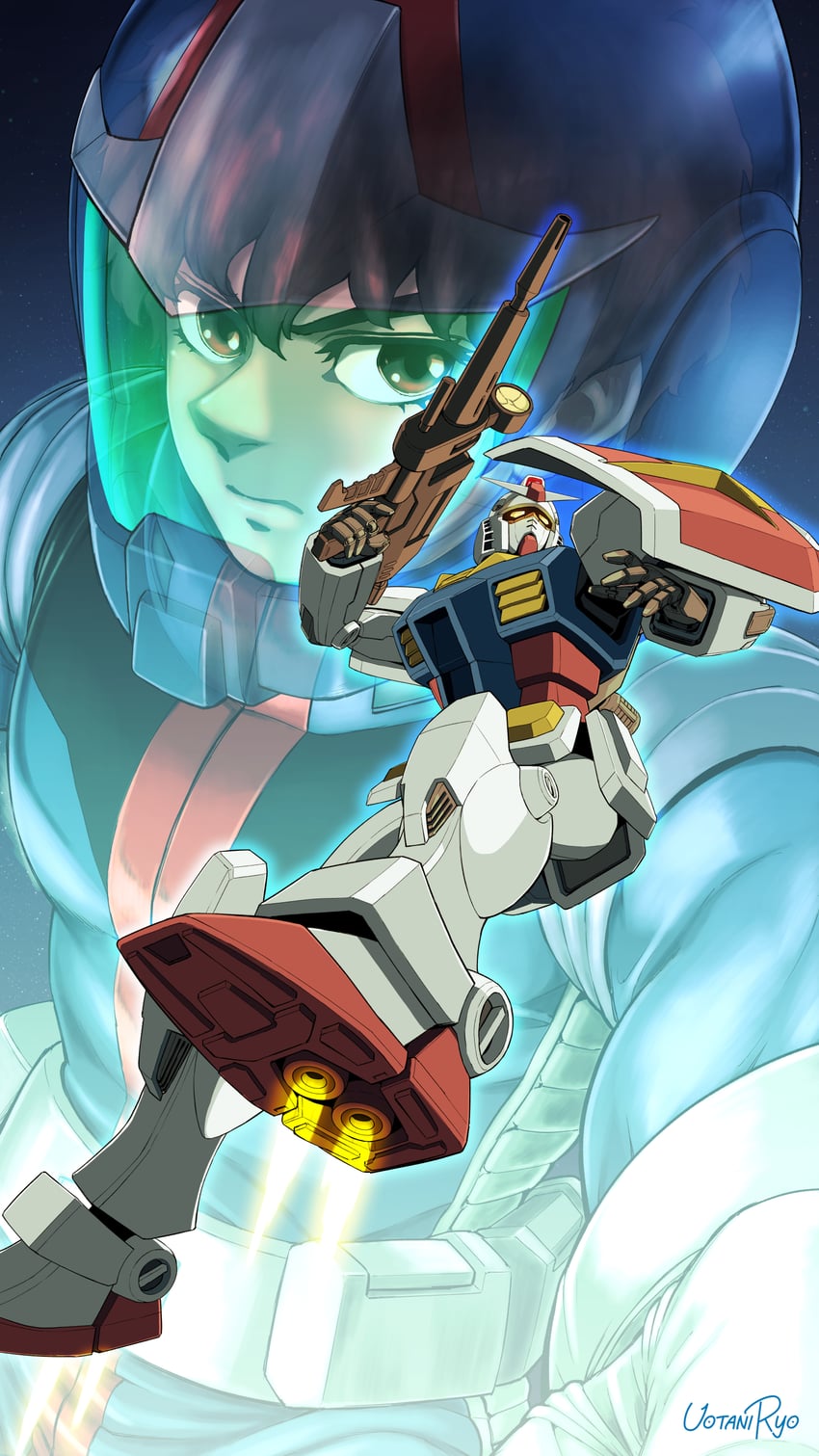 rx-78-2 gundam and amuro ray (gundam and 1 more) drawn by gachirin