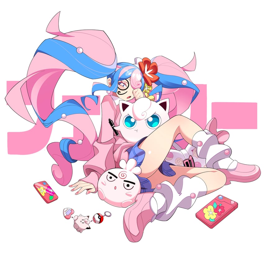hatsune miku, jigglypuff, fairy miku, igglybuff, clefairy sprite, and 1 more (pokemon and 2 more) drawn by tlotro