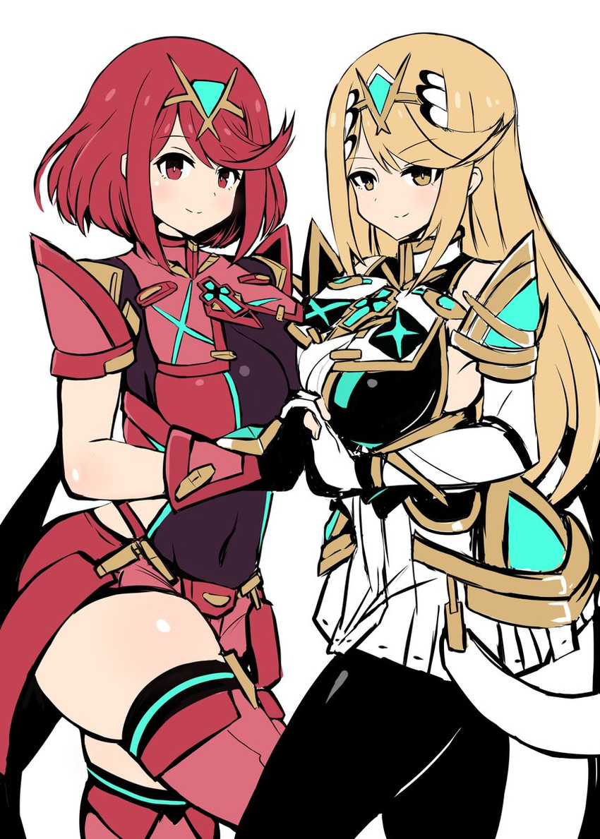 pyra and mythra (xenoblade chronicles and 2 more) drawn by asyura_kumo