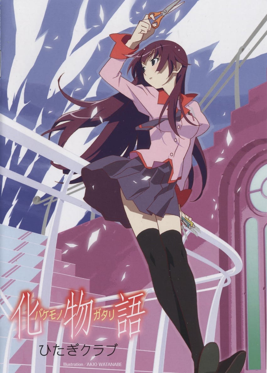 senjougahara hitagi (monogatari and 1 more) drawn by watanabe_akio