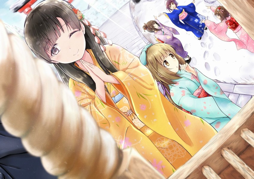 kobayakawa sae, yorita yoshino, hamaguchi ayame, domyoji karin, and wakiyama tamami (idolmaster and 1 more) drawn by akisaka_yamoka