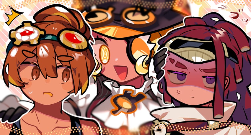 timekeeper cookie, croissant cookie, and string gummy cookie (cookie run and 1 more) drawn by omoyu_(nakyu715)
