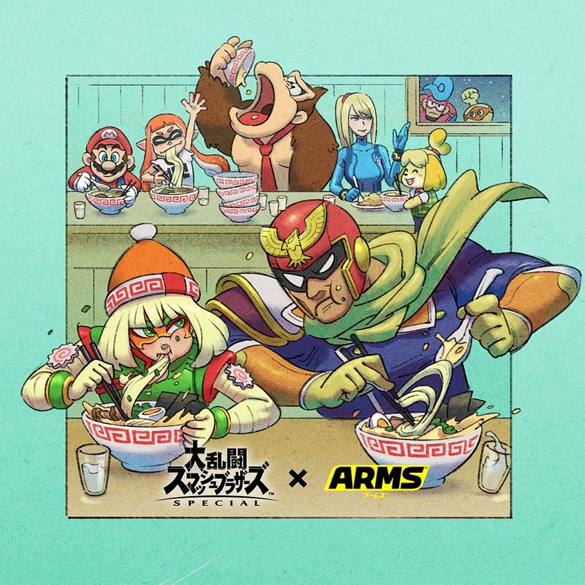 inkling player character, inkling girl, samus aran, mario, isabelle, and 5 more (splatoon and 7 more) drawn by yamamoto_yuu