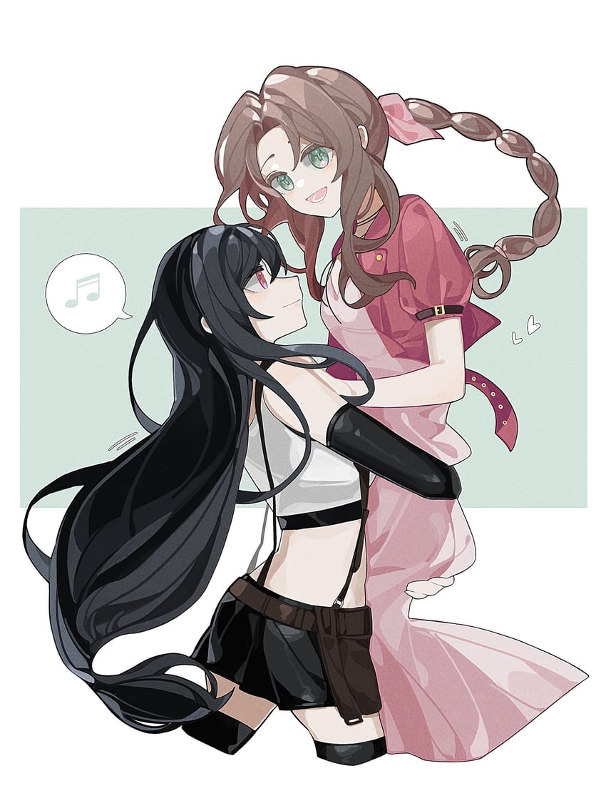 tifa lockhart and aerith gainsborough (final fantasy and 2 more) drawn by haobuguniao
