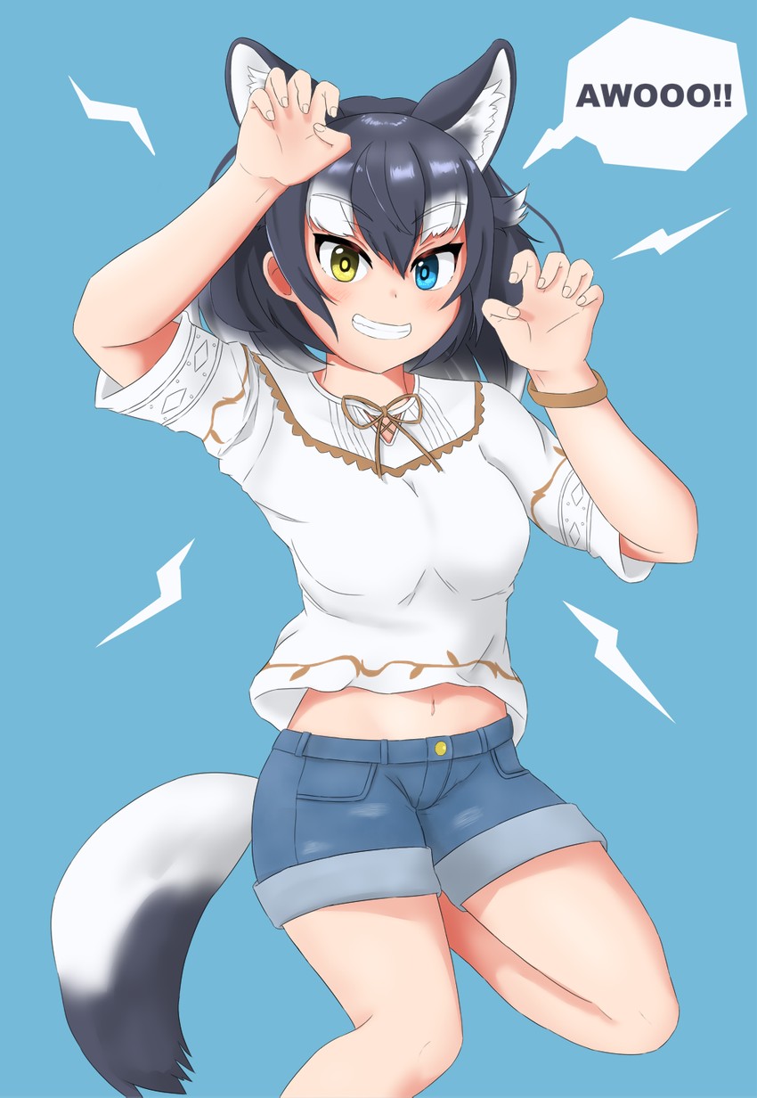 grey wolf (kemono friends and 1 more) drawn by maindo_(mindrmindr)